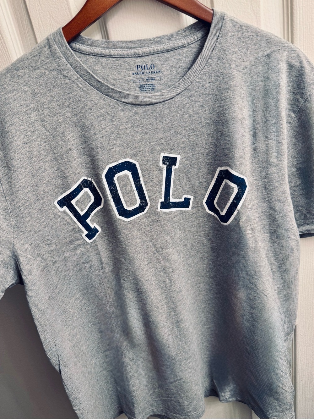 Polo by Ralph Lauren Heather Gray Logo Tee with Navy Print